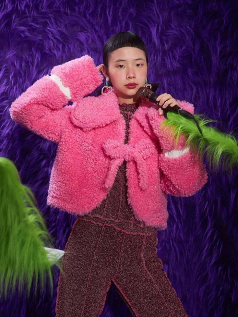 Somewhere Nowhere Pink Fluffy Faux Fur Jacket NWT - Size M/L